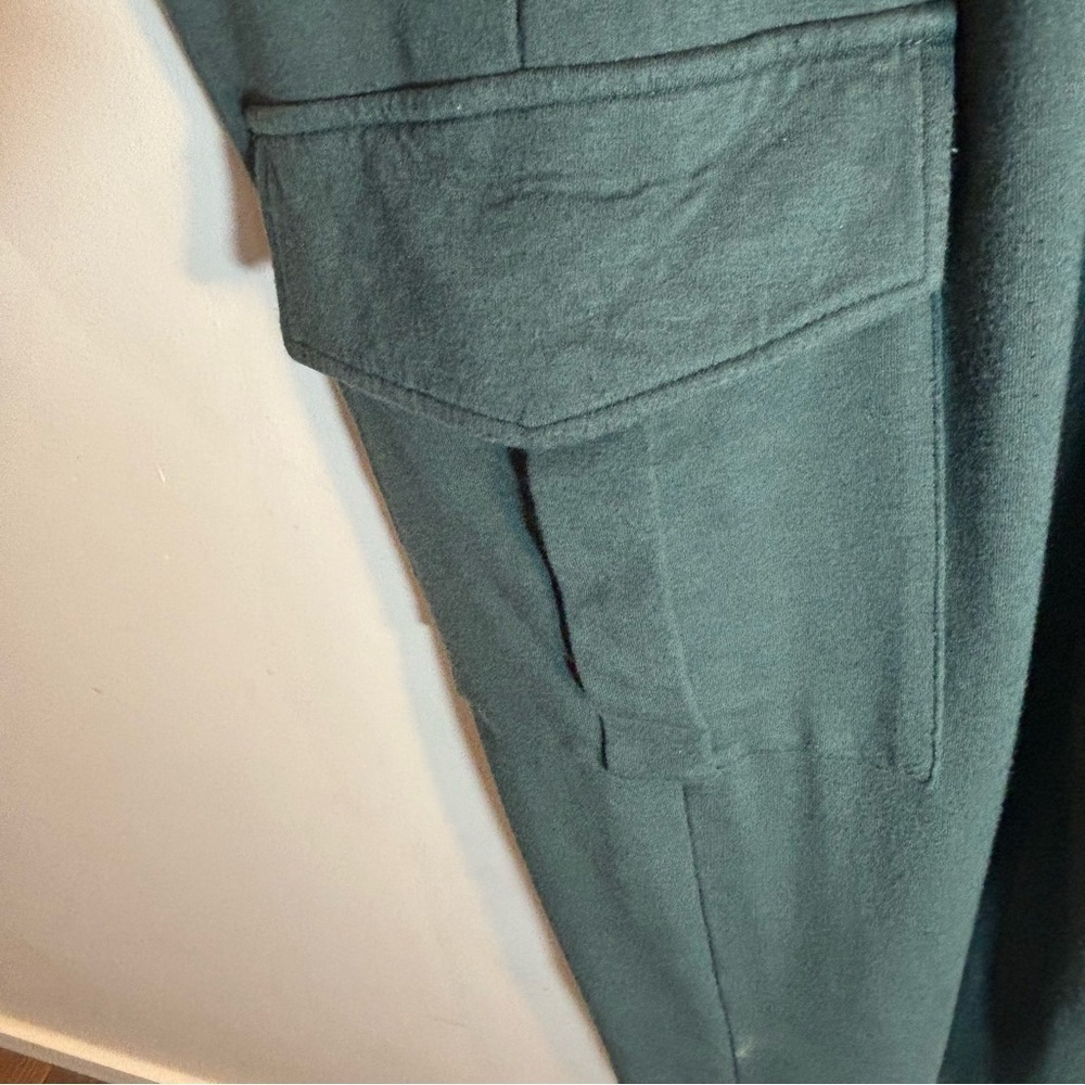 SMASH & TESS Sz L Oversized Green Jumpsuit Cargo Pockets Flip Collar Buttons - Picture 6 of 9